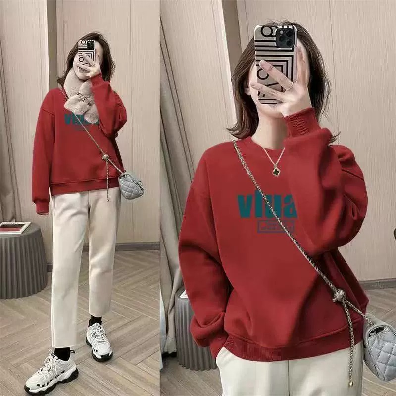 Oversized Crewneck Fleece - Oversized Crew Neck Sweatshirt for Women,