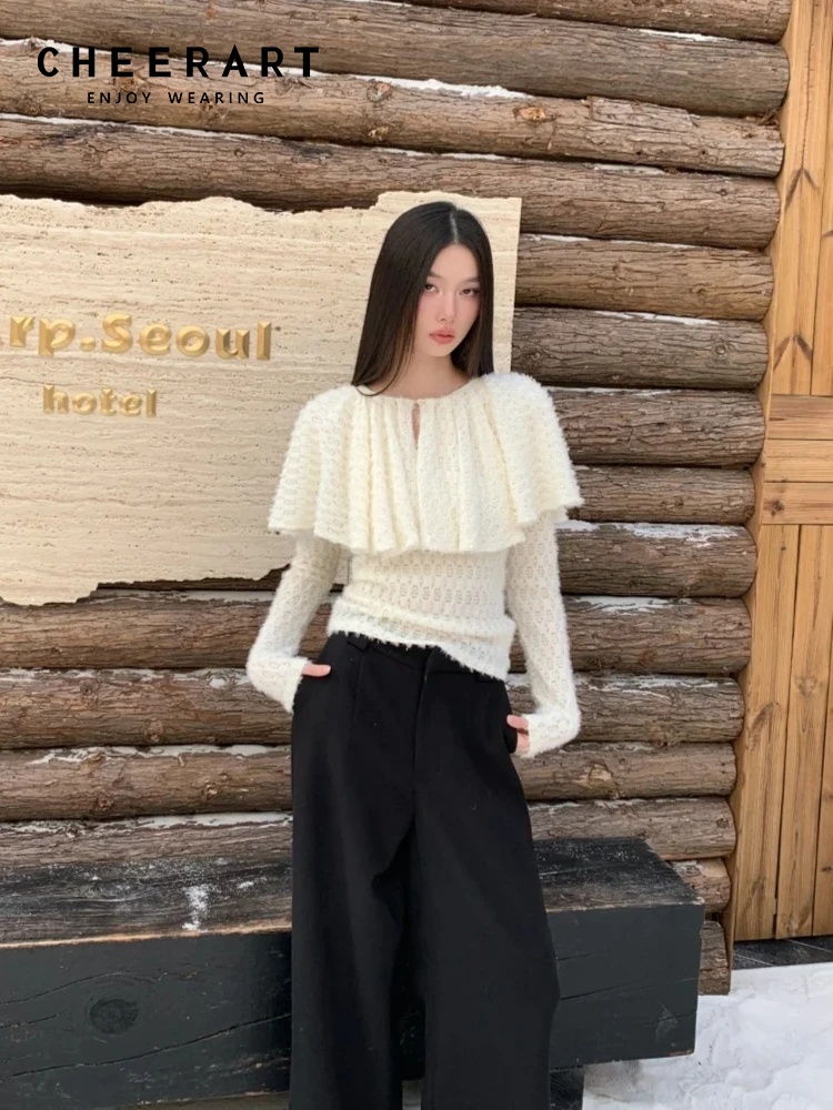 Street Fashion Winter 2026 - CHEERART Designer Cloak Long Sleeve Knitted