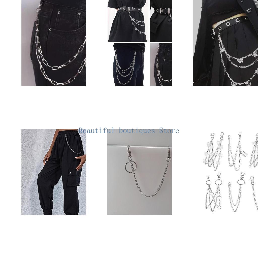 Street Fashion Reference - U4LF 6pcs Pants Chain Women Multi