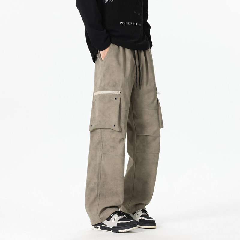 Cargo Pant Wide - Men's Elastic High-waist Pocket Fashionable and