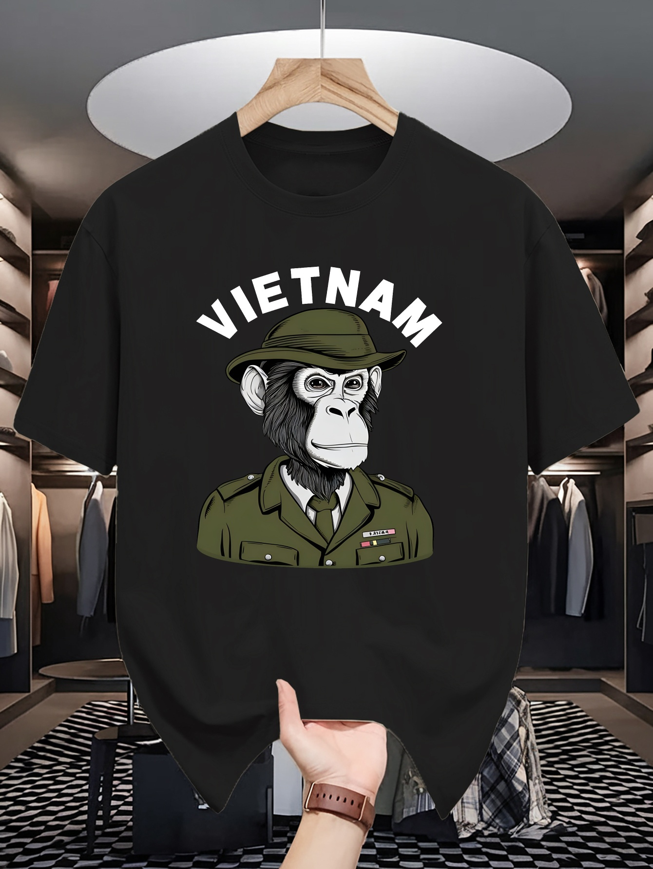 Street Fashion Vietnam - Men Cotton Tee Vietnam Military Chimpanzee
