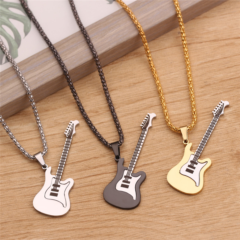 1pc Punk Guitar Necklace for G - Street Fashion Guys recension och pris
