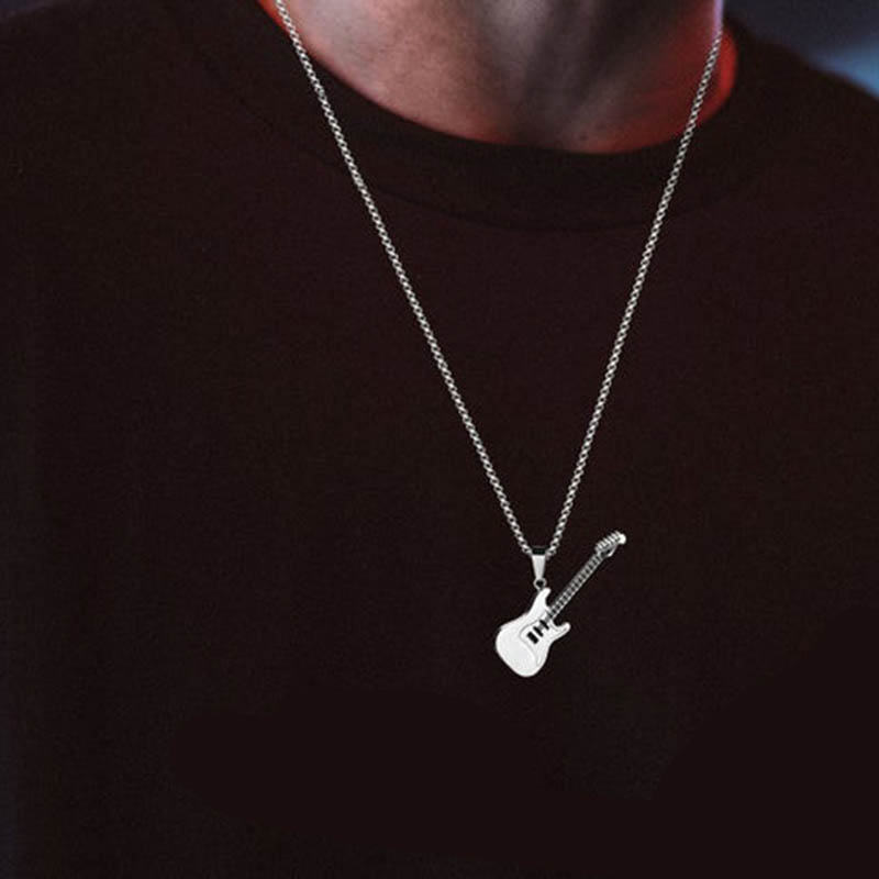 1pc Punk Guitar Necklace for G - Street Fashion Guys recension och pris