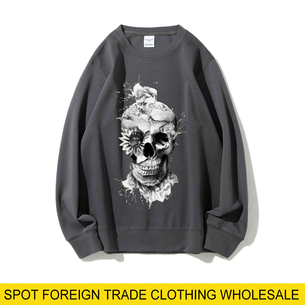 Skull Print Oversized Sweatshi - Oversized Crewneck Fleece recension och pris