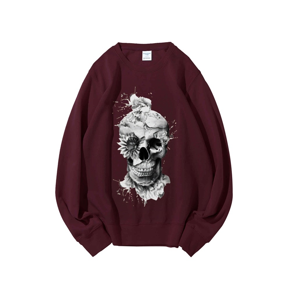Skull Print Oversized Sweatshi - Oversized Crewneck Fleece recension och pris