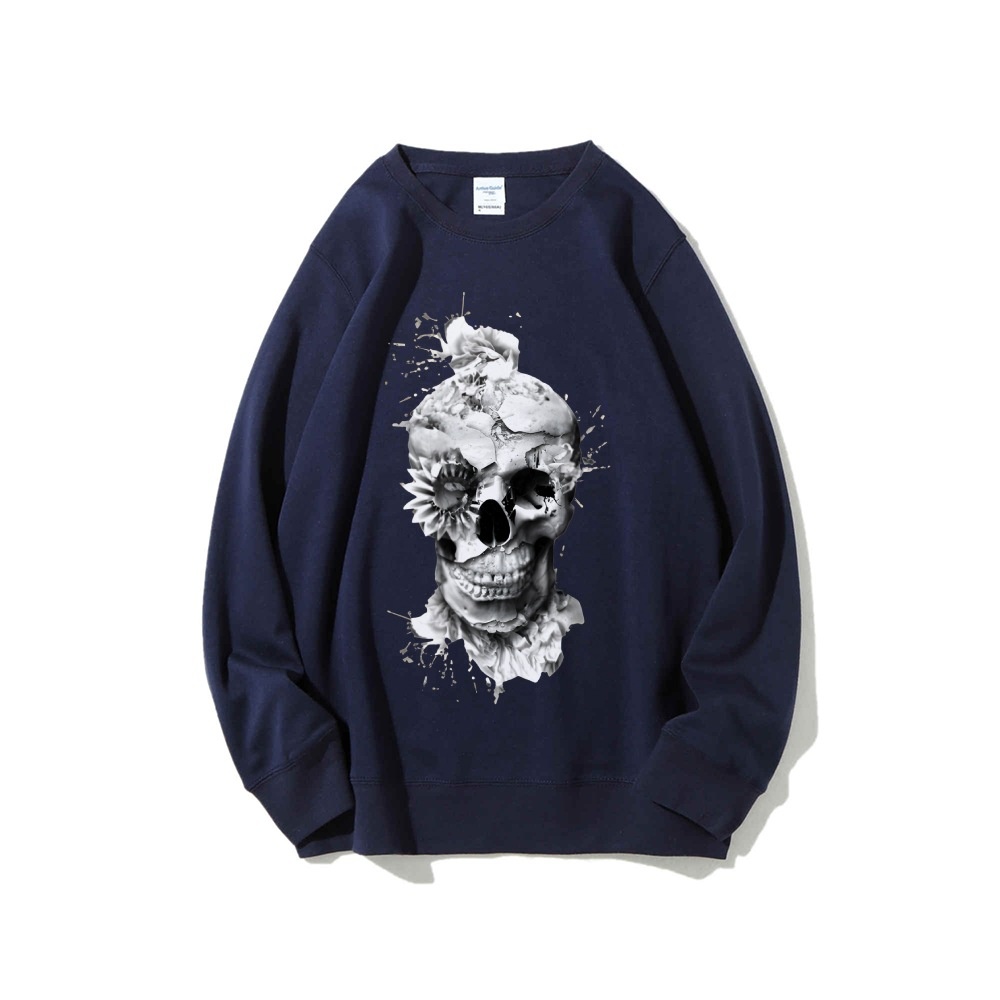 Skull Print Oversized Sweatshi - Oversized Crewneck Fleece recension och pris