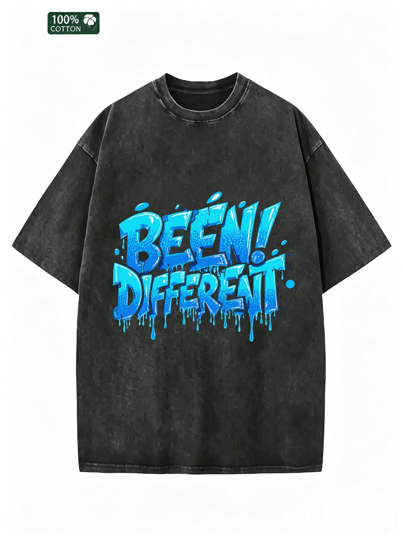 Men's Oversized Acid-Washed T- - Street Fashion Graffiti recension och pris