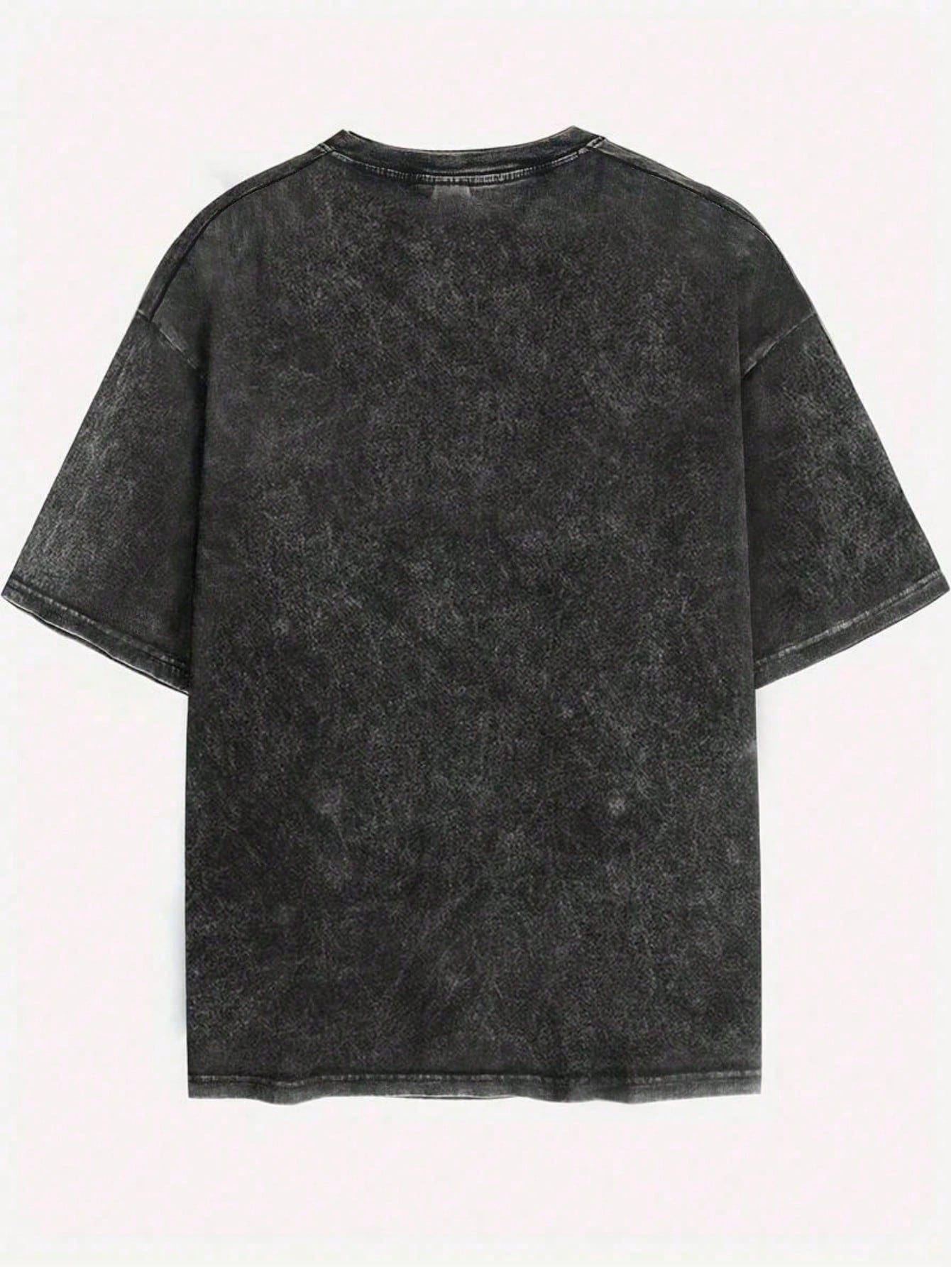 Men's Oversized Acid-Washed T- - Street Fashion Graffiti recension och pris