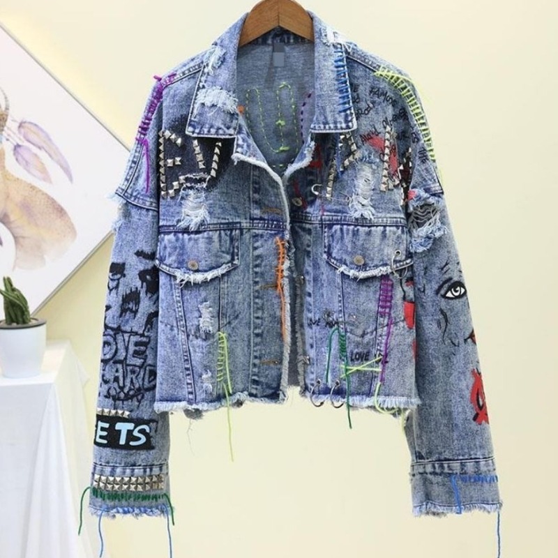 Trendy Graffiti Casual Denim S - Street Fashion Graffiti recension och pris