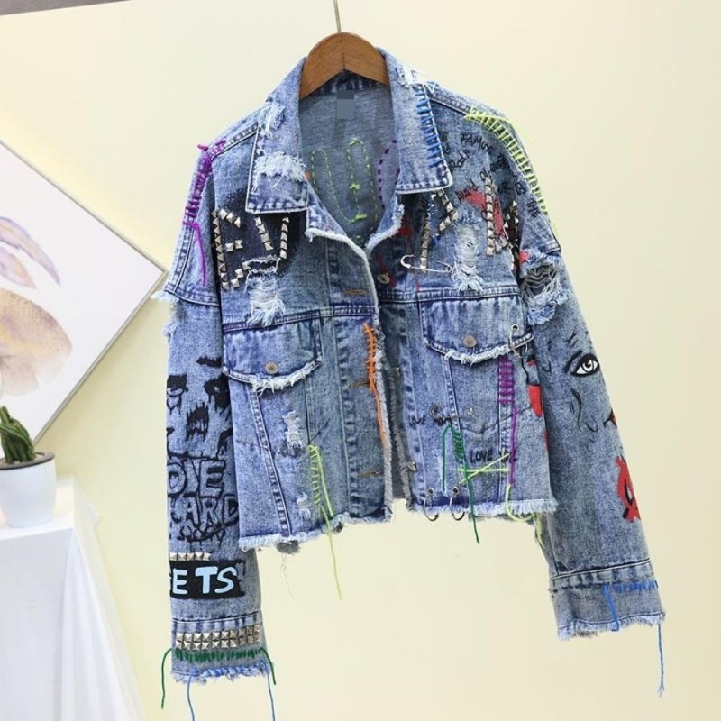 Trendy Graffiti Casual Denim S - Street Fashion Graffiti recension och pris