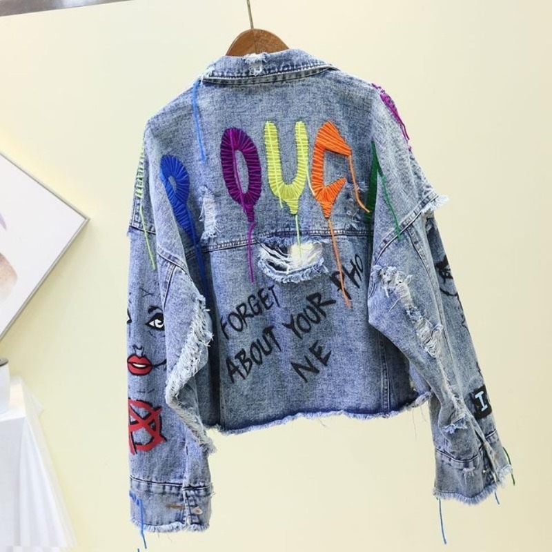Trendy Graffiti Casual Denim S - Street Fashion Graffiti recension och pris
