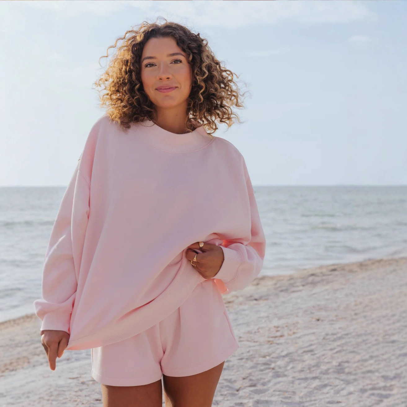Women Solid Color Fleece Two P - Oversized Crewneck Fleece recension och pris