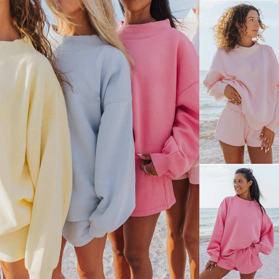Women Solid Color Fleece Two P - Oversized Crewneck Fleece recension och pris