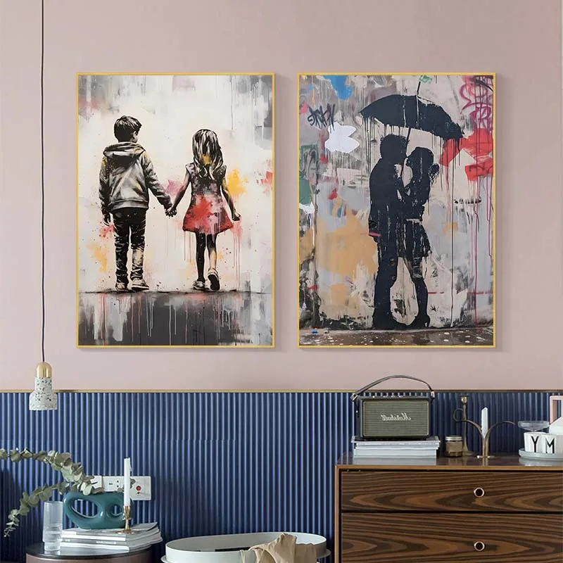 Banksy Graffiti Boy Girl with  - Street Fashion Poster recension och pris