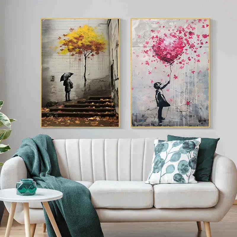 Banksy Graffiti Boy Girl with  - Street Fashion Poster recension och pris